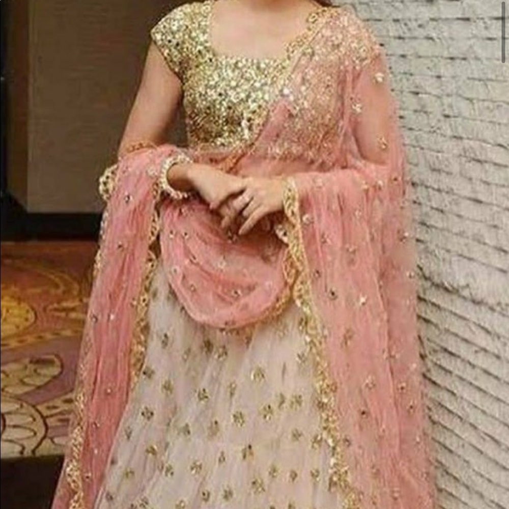 Pink and Gold Lehenga with Dupatta